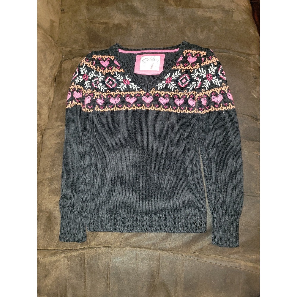Justcie winter‎ heart black sweater size 8